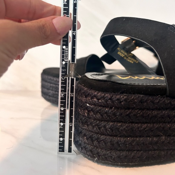 Lulus Espadrilles Sandals Black Platform Size 9 Ankle Strap Adjustable - Picture 11 of 13